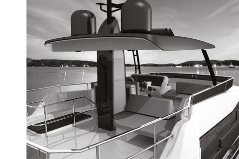 Cranchi T55 Trawler - Flybridge, t-top and radar mast